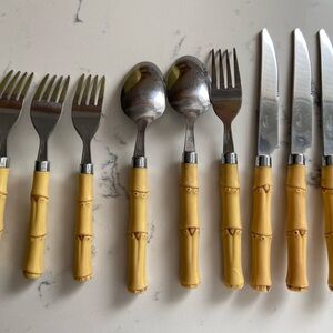 Vintage Gibson Bamboo-Inspired Flatware Set of 9